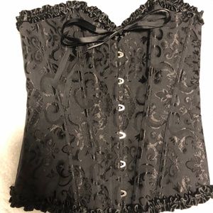 Black brocade style overbust corset, size M